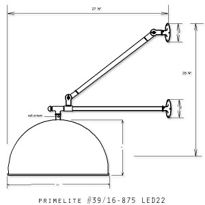 technical drawing primelite gooseneck #39/16-875 LED22