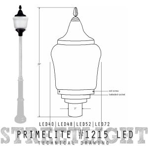 street light #1215 LED series technical drawing
