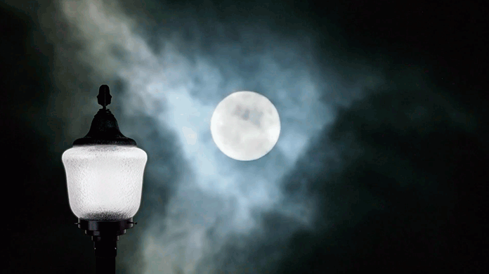 by the light of the moon, and not a streetlight
