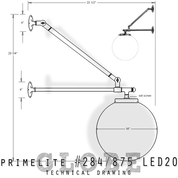 technical drawing wall mount globe #284-875 LED20