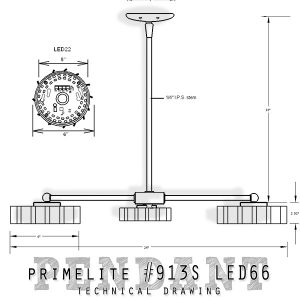 technical drawing spider series pendant #913S LED66