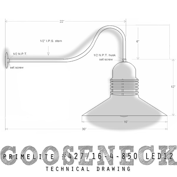 technical drawing gooseneck #427/16-5-850